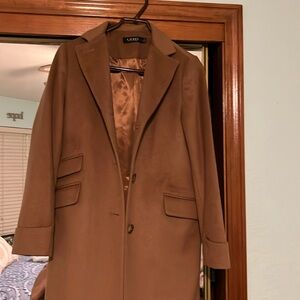Lauren mid length wool coat. Brown. Size 4 . Barely worn.